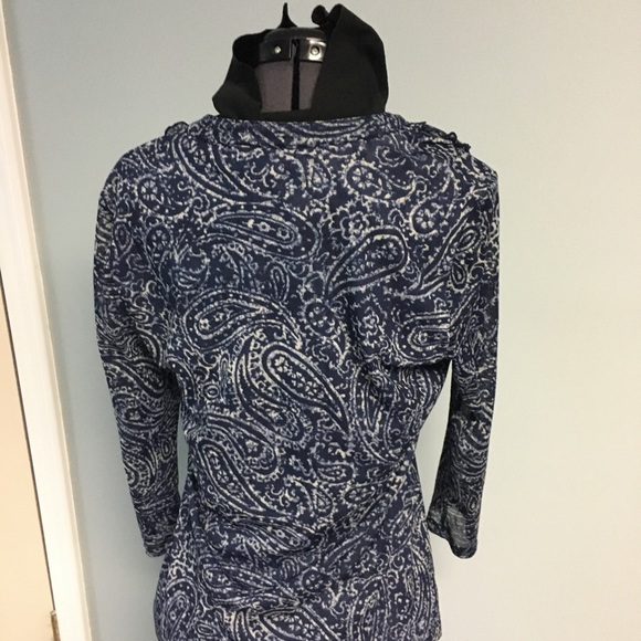Chaps 3/ 4 Sleeve Blue Pull Over Paisley Blouse - Picture 5 of 6